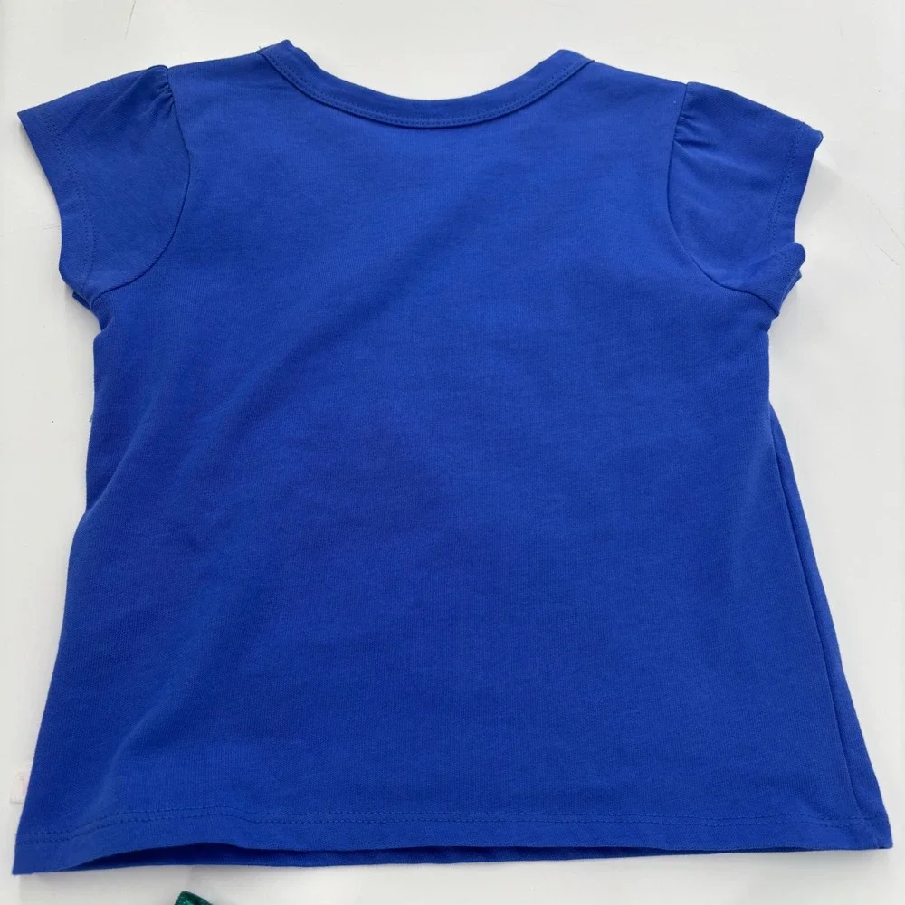 WellieWishers American Girl Blue Ruffle Top‎ Green Striped Skirt Set Kids Size 5